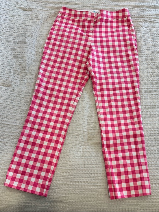 Boden Pants - Boden Women’s Bright Pink Gingham Checkered Trouser Mid Rise Ankle Pants Size 6